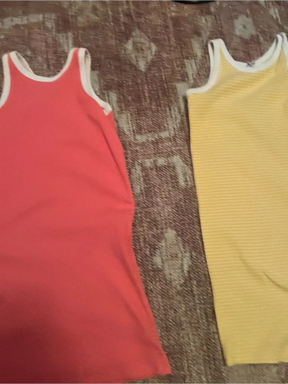 Old Navy Pink and Yellow Ribbed Tank Dresses Set - Girls